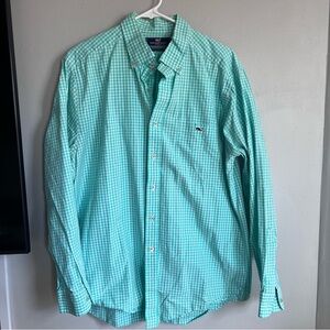 Vineyard Vines Slim Fit Tucker Shirt Button Down Green Gingham L